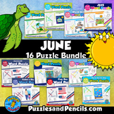 June Word Search Puzzles and Coloring Activity BUNDLE | 16 Wordsearch Puzzles