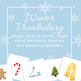 Winter Vocabulary Activity: Picture Cards, Sentence Starters, Sentence Builders