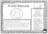 ANZAC BISCUITS (Australian food) 1 pg information & coloring sheet