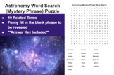 Astronomy Mystery Phrase Word Search **With Answer Key**