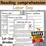 labor day reading comprehension passage first day of school activities worksheet