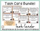 Fall Multiplication and Division Word Problem Task Cards