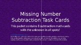 Unknown Subtraction Math Task Cards with Answer Key