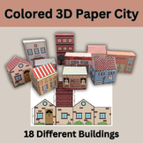 Colored 3D Paper City- 18 Buildings Total!