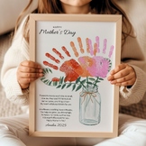 Editable Mothers Day Handprint Poem Flower Bouquet Craft Preschool Craftivity