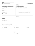 Worksheet for Lesson 1.1 solving One step Equations