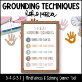 Mental Health Poster | Boho Calming Corner | 5-4-3-2-1 Grounding Techniques