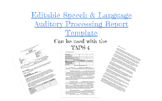 Auditory Processing Speech Therapy Report Template (TAPS-4 [ages 5-21 ...