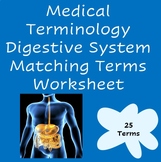 Medical Terminology Digestive System Matching Terms Worksheet Health Care