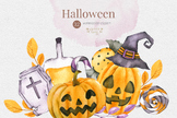Watercolor Halloween clipart set, Trick or Treat,pumpkin,scary,spooky