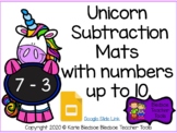 **GOOGLE SLIDE OPTION** Unicorn Subtraction Mats with Numbers up to 10