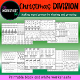 Christmas Division - Making equal groups by sharing and grouping B&W