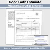 Good Faith Estimate, Fillable PDF Psychology Private Practice Template