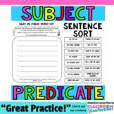Subject and Predicate Sorting Activity | Writing Complete Sentences | Center 3rd