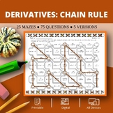 Thanksgiving Calculus Derivatives Chain Rule Maze Activity