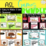 ASL Vocabulary Games Fall Winter Spring Summer Bundle Special Education