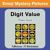 Digit Value / Place Value Mystery Pictures - Color By Number - Emoji