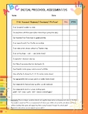 Initial Pre-K Assessment for 3- 4-year-old