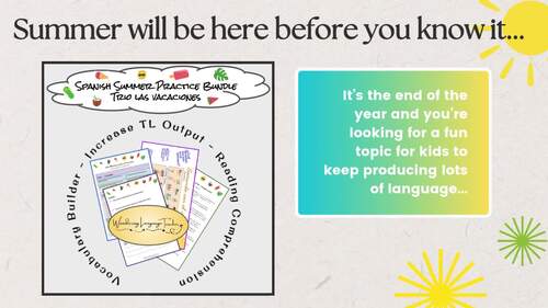 Spanish Summertime Vocabulary Speaking and Writing Chat Activity, Present Tense
