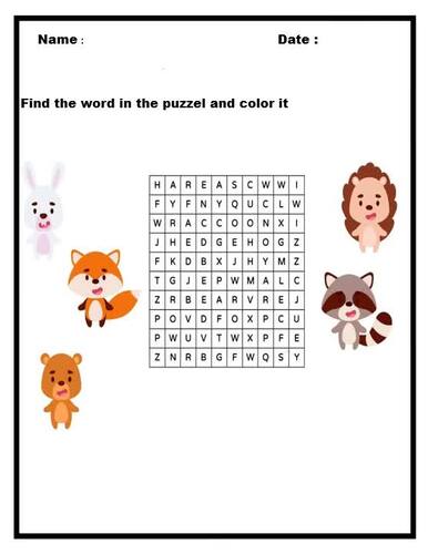 Word Search Puzzle For Kids