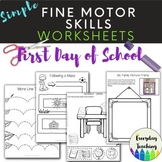 First Day of School Fine Motor Worksheets: Autism, Special Education