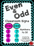 Even and Odd Classroom Signs - Turquoise and Pink
