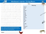 Spanish The Dining Room Vocabulary Starter Wordsearch Crossword Homework Puzzle