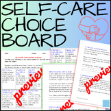 Health + Wellness Habits Choice Board Worksheets - SEL 7 8 9 10 11 12th Gr.