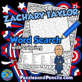 Zachary Taylor Word Search Puzzle with Coloring | US President Activity
