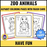 Zoo Animals Alphabet Coloring Pages with flash card