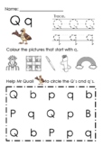 (Alphabets) Finding Letter Q q and Pictures Printable