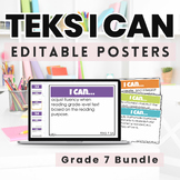 7th Grade TEKS I Can Statements Editable Core Subjects TEKS Posters