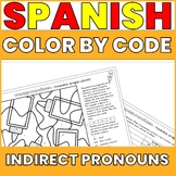 SPANISH INDIRECT OBJECT PRONOUNS ACTIVITY -  COLOR BY CODE GAME WORKSHEET
