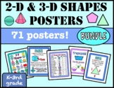 Bundle: 2-D and 3-D Posters Set (Geometry 2D and 3D Visuals) 71 posters!