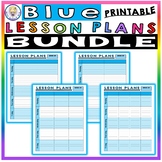 BUNDLE - Printable Weekly Lesson Plans - 1, 2, 3, AND 4 Columns - BLUE