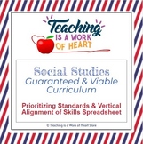 Social Studies Prioritizing Standards & Vertical Alignment of Skills Spreadsheet