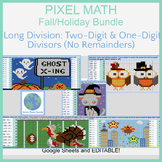Pixel Art Math - Halloween/Fall Bundle -Long Division: Two- & One-Digit Divisors