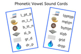 Phonetic Vowel Sound Cards - Montessori Blue Language Series