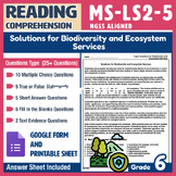 Grade 6 Biodiversity Solutions Quiz | MS-LS2-5 PDF + Printable