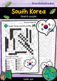 South korea search puzzle - Letter grid (English)