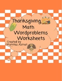 Thanksgiving Themed  Addition (one Digit) Word Problems with Pictures