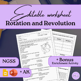EDITABLE Earth Rotation and Revolution - Worksheet + Slides | Missty
