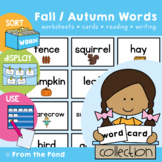 Fall Word Cards for Activities Reading and Writing