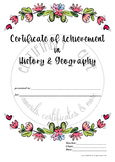 Certificate of Achievement in History and Geography