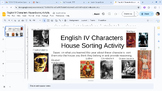 English IV Characters House Sorting