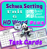 Schwa Sorting Fun Task Cards / Scoot Cards for HD Word Plus Unit 6 RGR