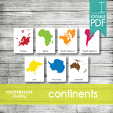 WORLD CONTINENTS | MONTESSORI Printable Nomenclature Three Part Cards