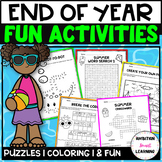End of Year FUN Activity No Prep Summer Break Puzzles, Coloring Pages & More