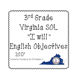 3rd Grade Virginia SOL "I will" 2017 English Objectives B&W