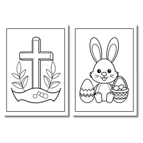 Easter Coloring Pages, Easter Bunny Preschool Worksheet, Bible Activities